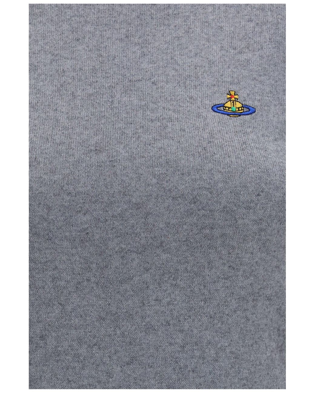Vivienne Westwood Gray Top Bea Melange Cotton Cashmere Dark Tops