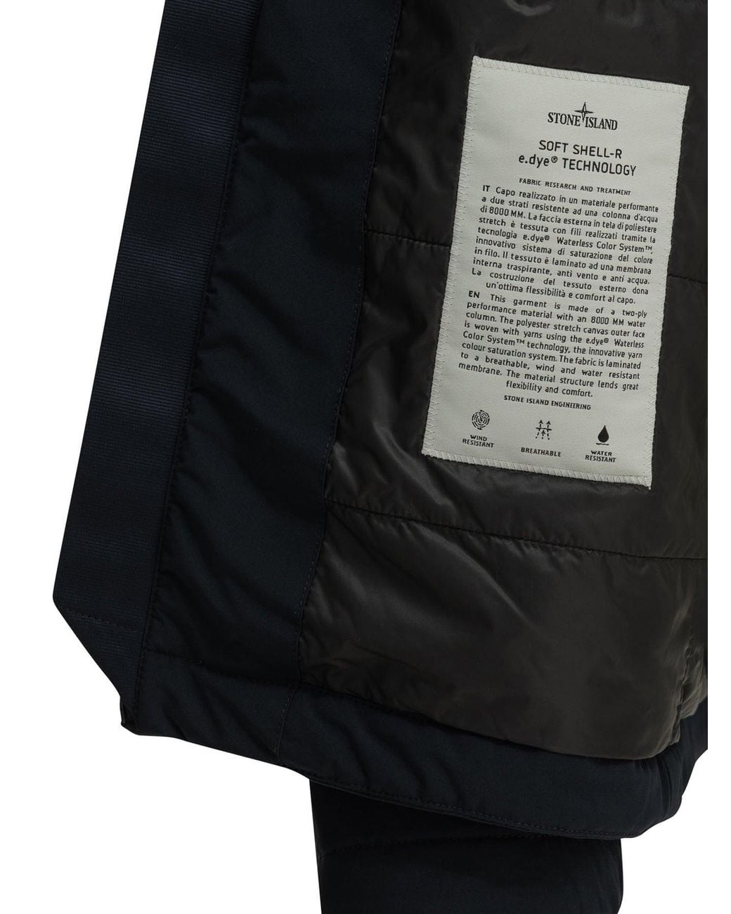 Stone Island Black "Soft Shell" Padded Jacket for men