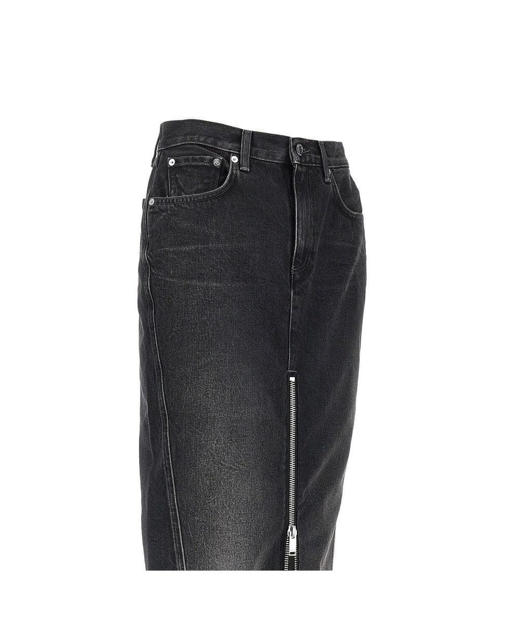 Haikure Black Denim Midi Skirt