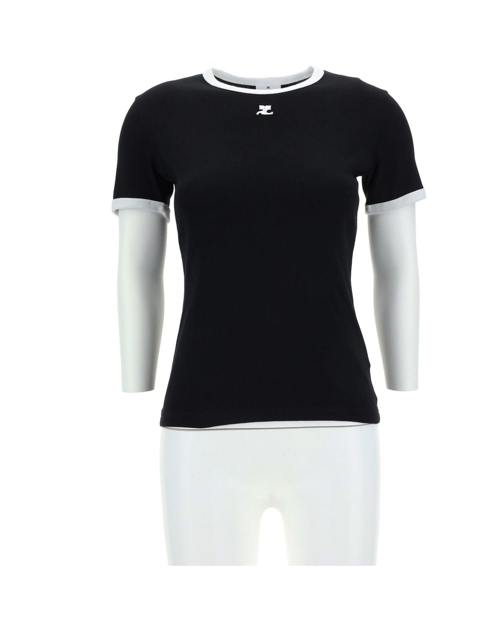 Courreges Black T-Shirt Logo
