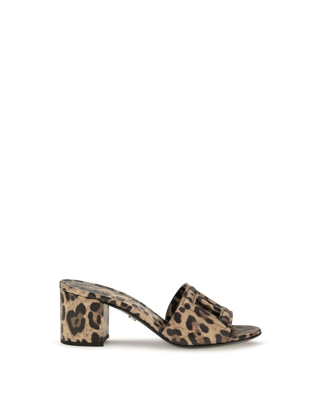 Dolce & Gabbana Metallic Dolce & Gabbana Leopard Print Leather Mules