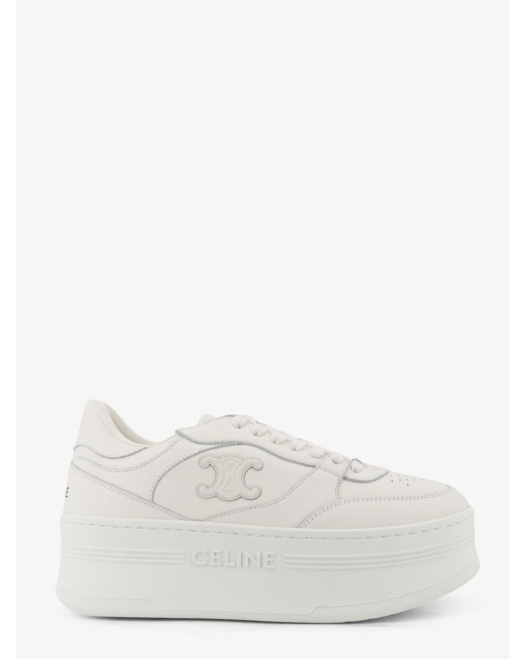 Céline White Block Sneakers With Side Triomphe Logo