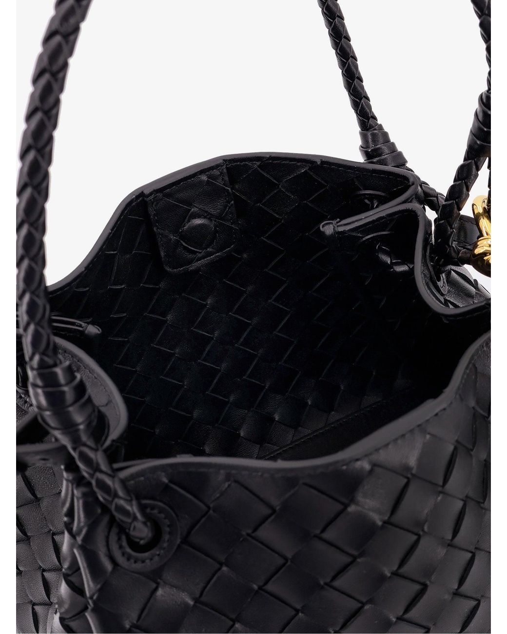 Bottega Veneta Black Parachute Leather Bag With Intrecciato Motif