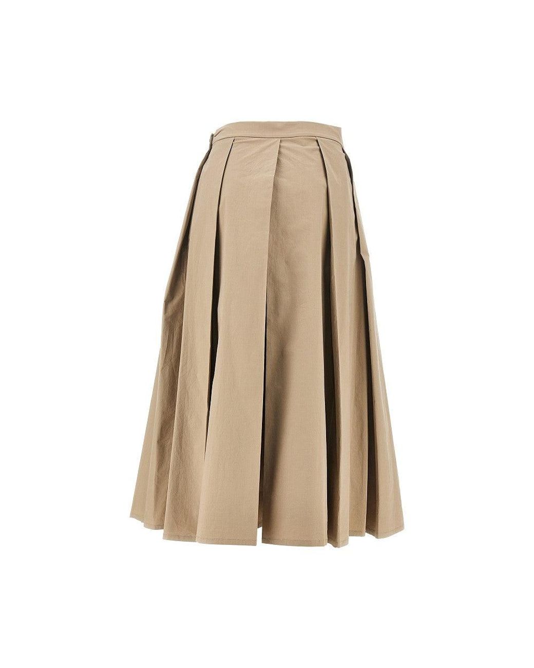 Emporio Armani Natural Stretch Poplin Pleated Midi Skirt