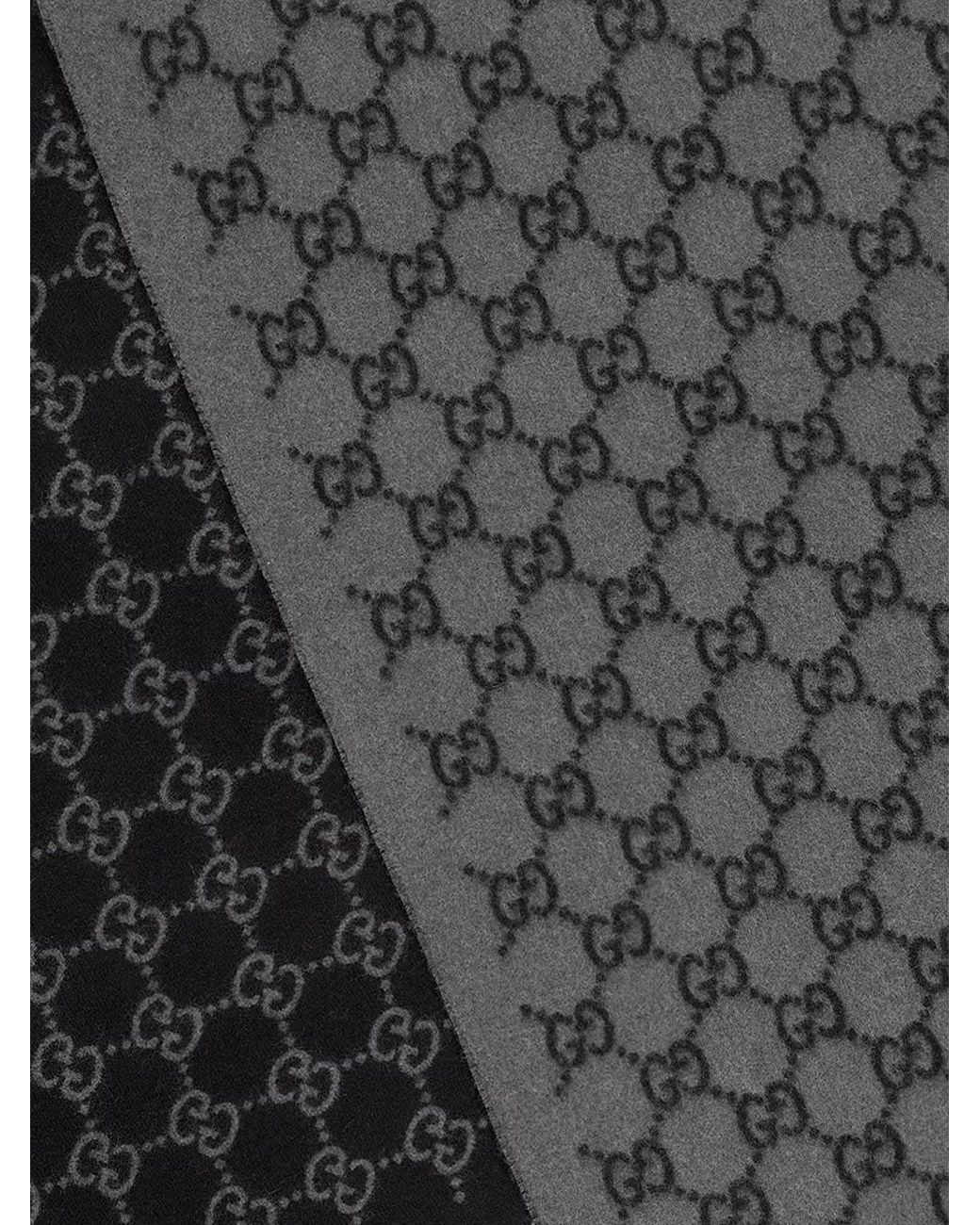Gucci Gray Cashmere Jacquard Scarf for men