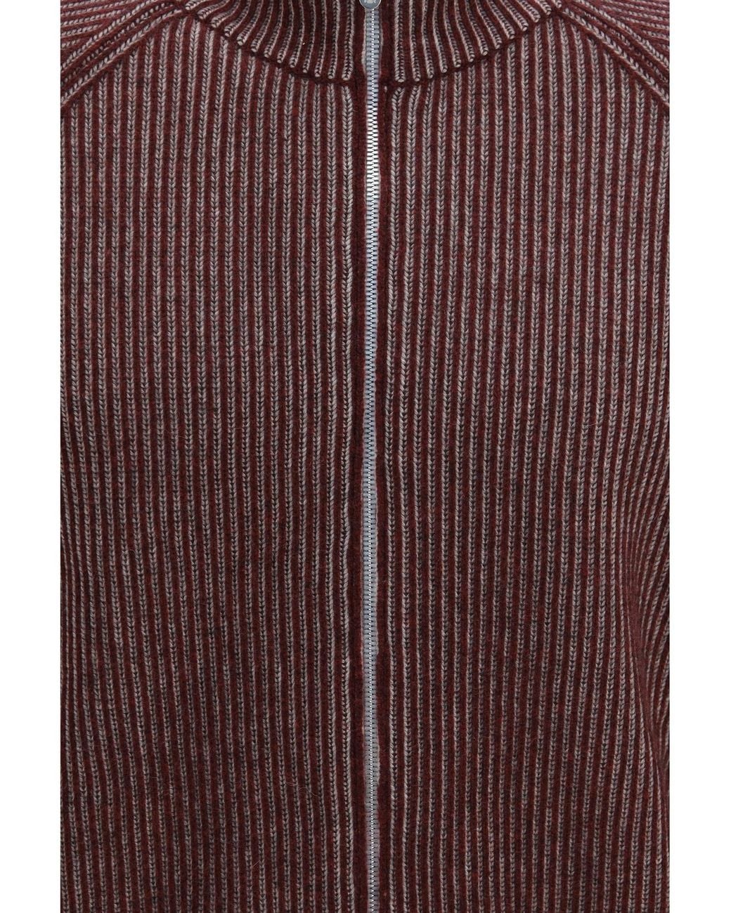 Brunello Cucinelli Purple Vanisé Cashmere Rib-Knit Zip Cardigan for men
