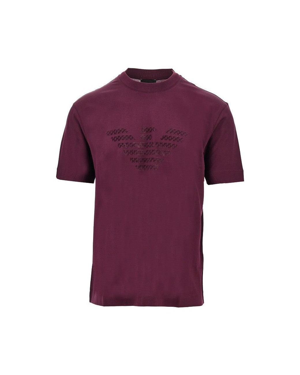 Emporio Armani Purple Lyocell And Cotton Blend T-Shirt With Logo for men