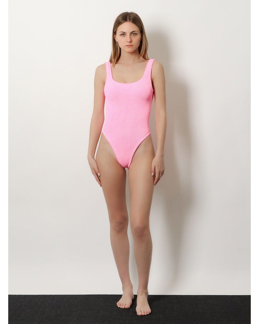 Hunza G Pink Crinkle One-Piece Swimsuit