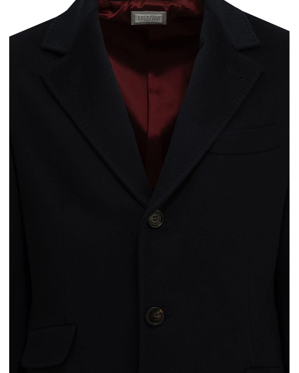 Brunello Cucinelli Black Short Coat Made Of Virgin Wool Fabric
