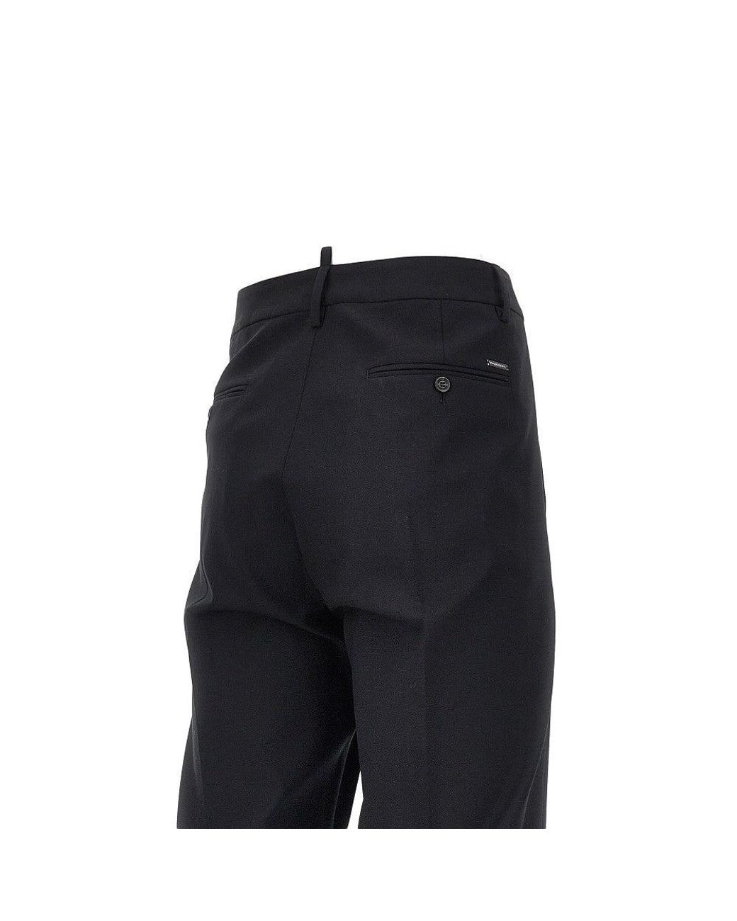 DSquared² Black Stretch Wool Tailored Pants for men