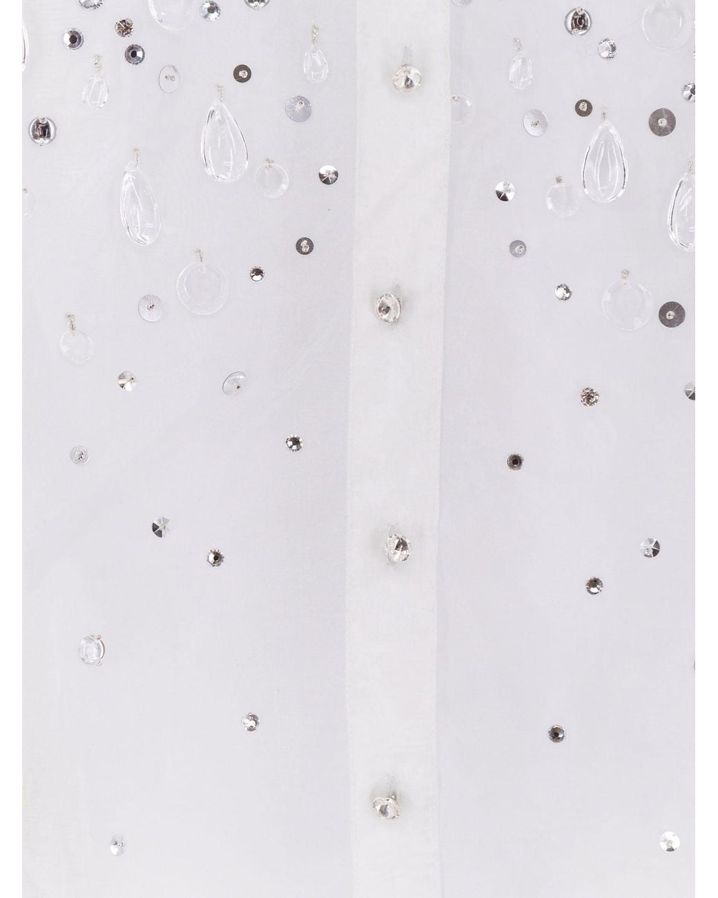 retroféte White Shirt With All-Over Rhinestone Details