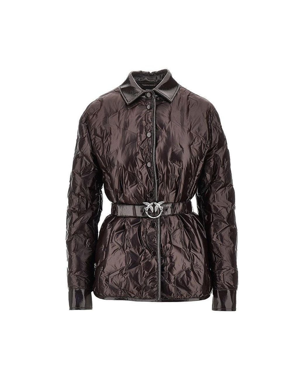 Pinko Black Padded Nylon Jacket With Belt