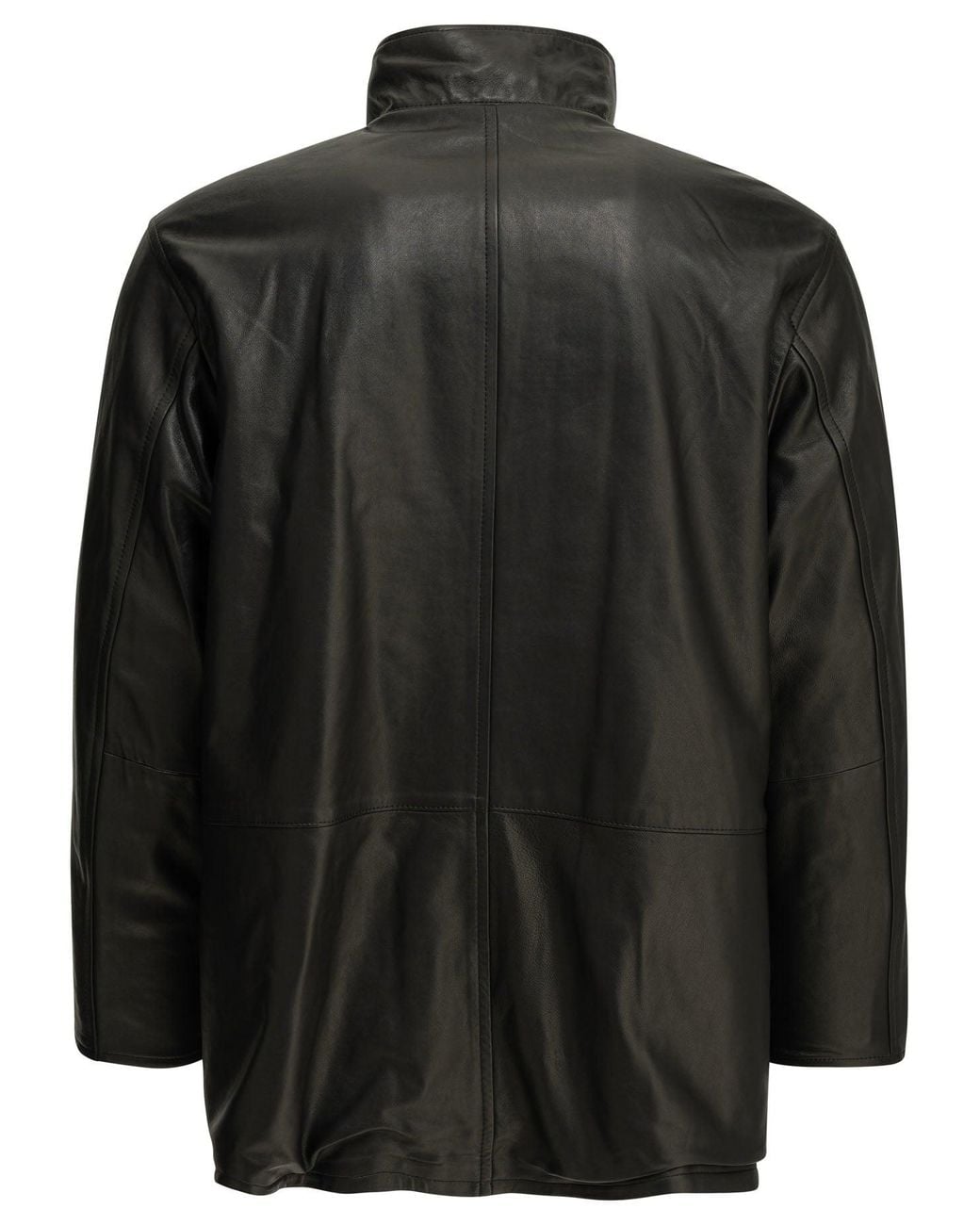 Auralee Green Reversible Wool And Leather Coat for men