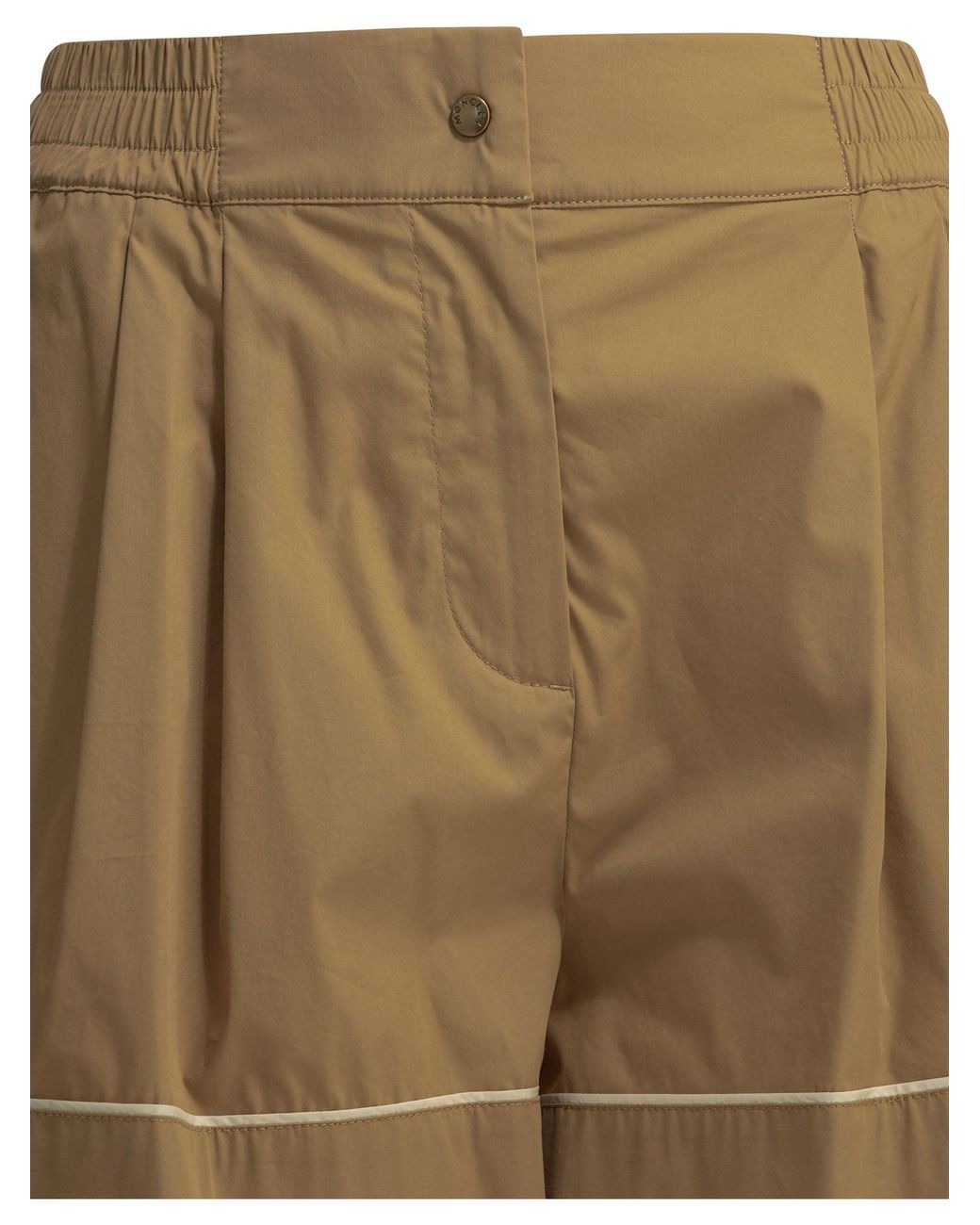 Moncler Natural Utility Shorts With Reverse Logo
