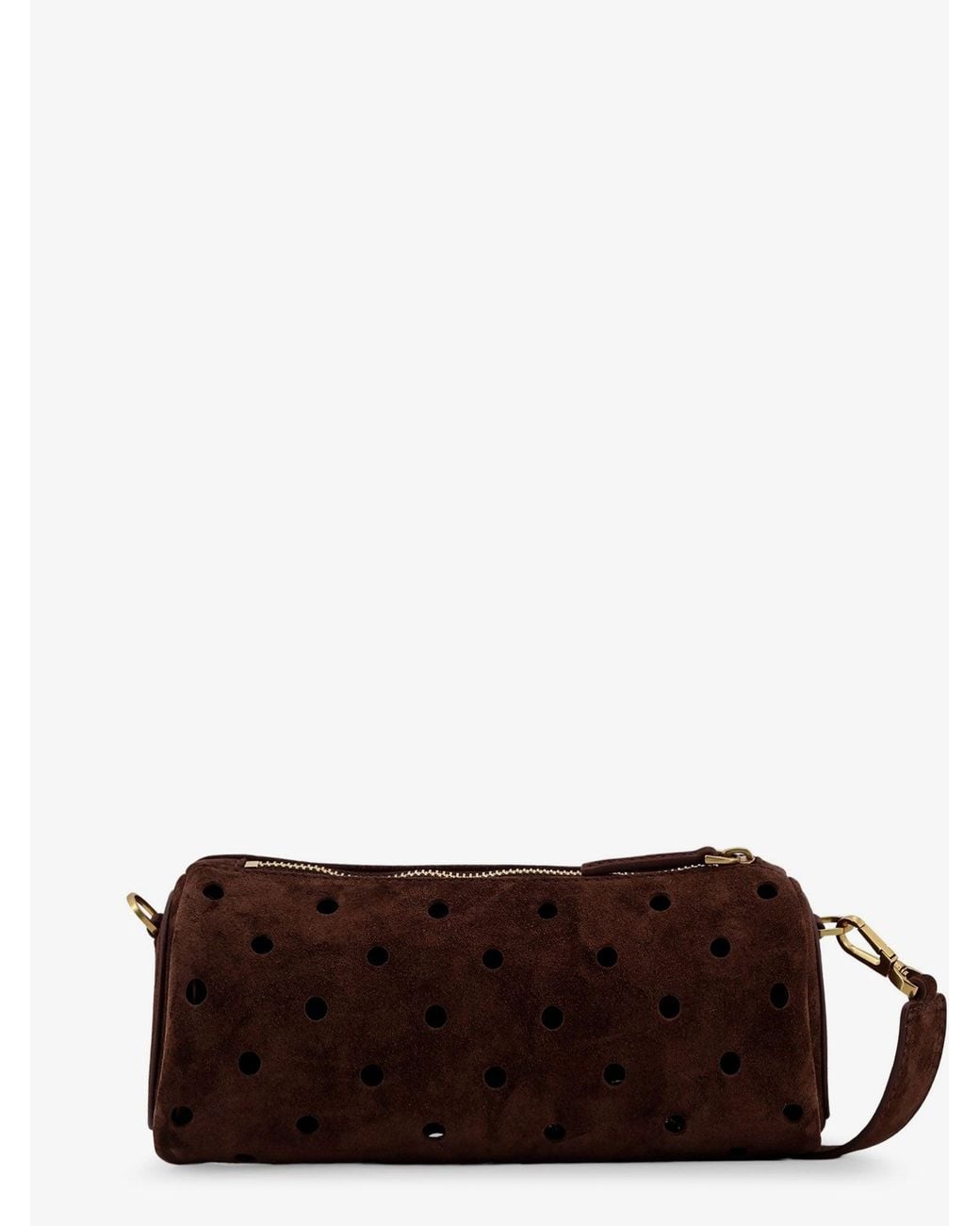 MANU Atelier Brown Mini Cylinder Suede Crossbody Bag