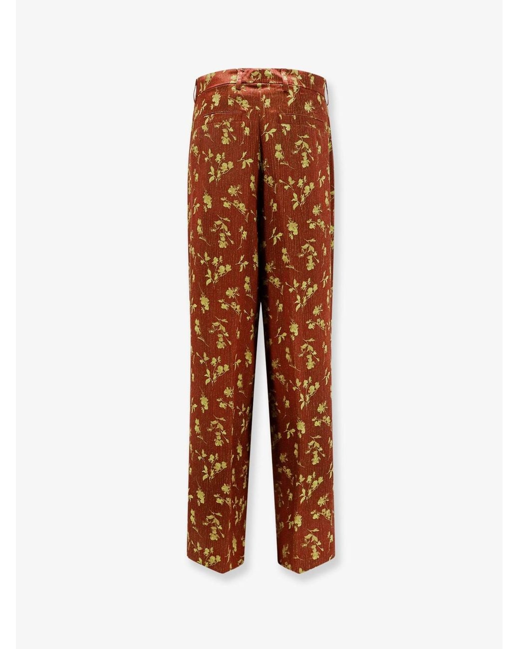 Dries Van Noten Brown Viscose Blend Floral Trousers