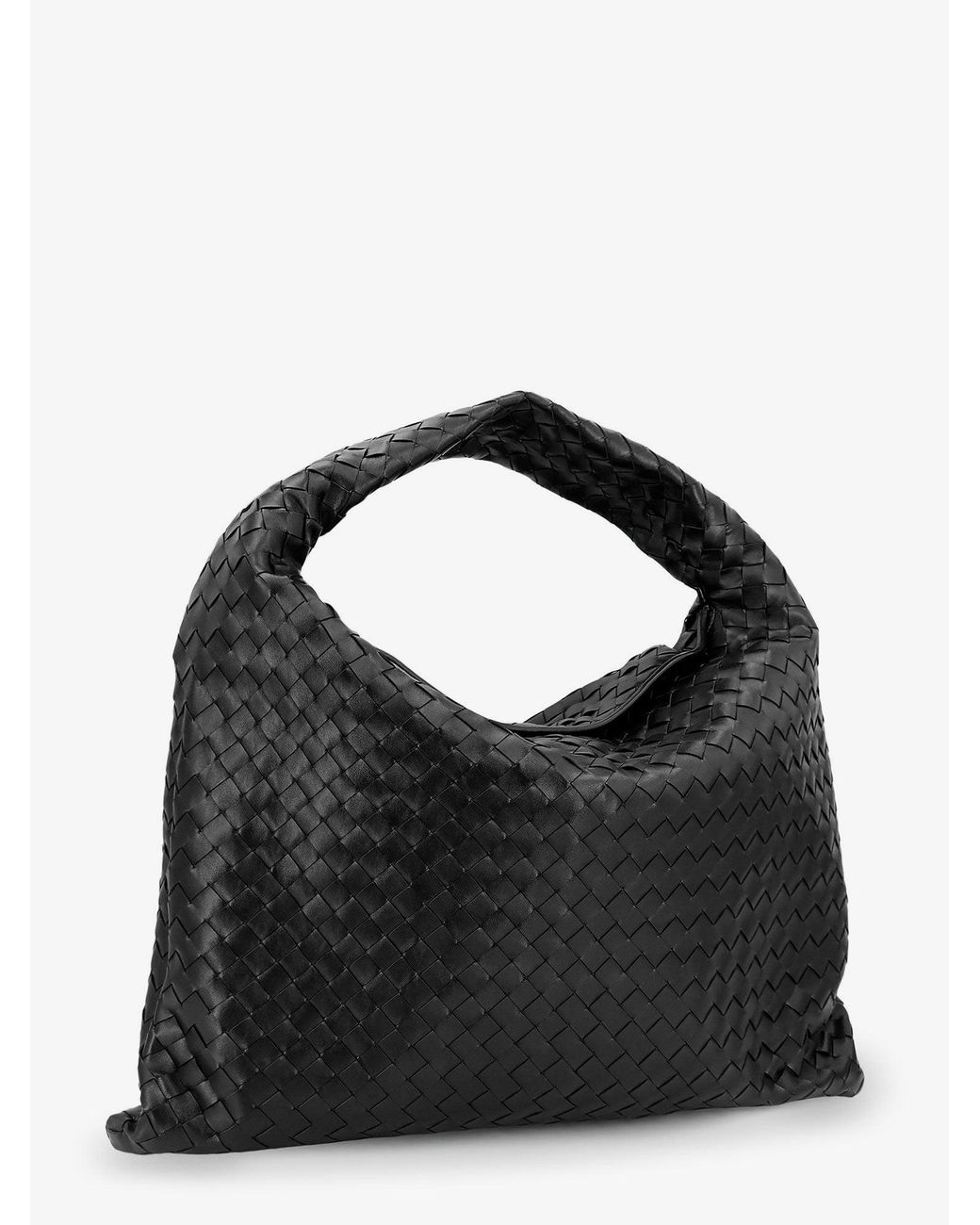 Bottega Veneta Black Hop Hobo Leather Shoulder Bag With Intreccio Pattern