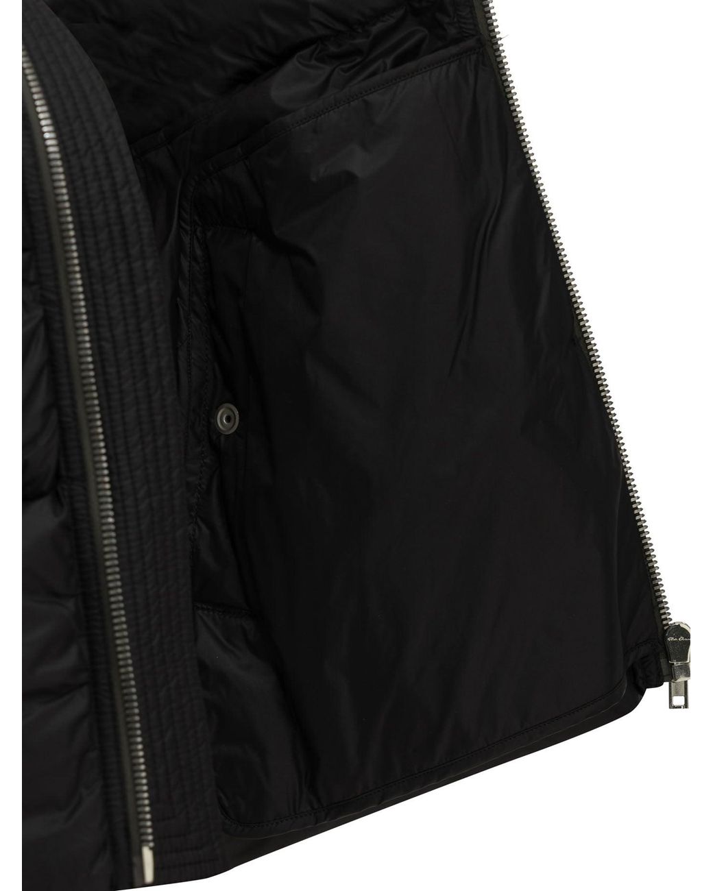 Rick Owens Black Funnel Neck Short Down Jacket