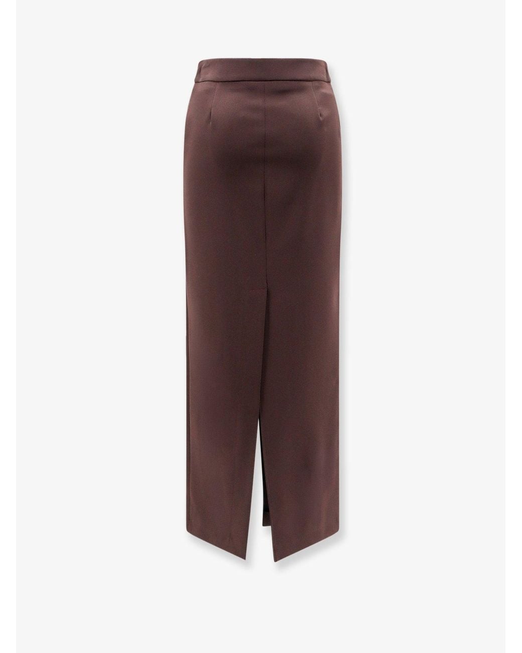 ACTUALEE Brown Satin Pencil Skirt