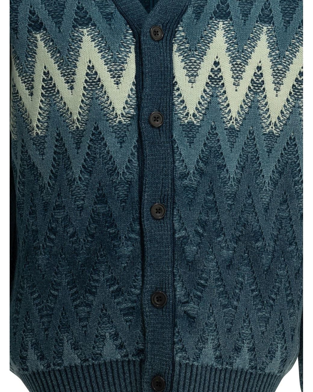 Beams Plus Blue Yarn Cotton Cardigan