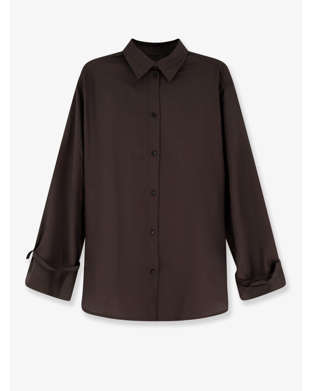 Totême Gray Tie-Cuff Wool Shirt