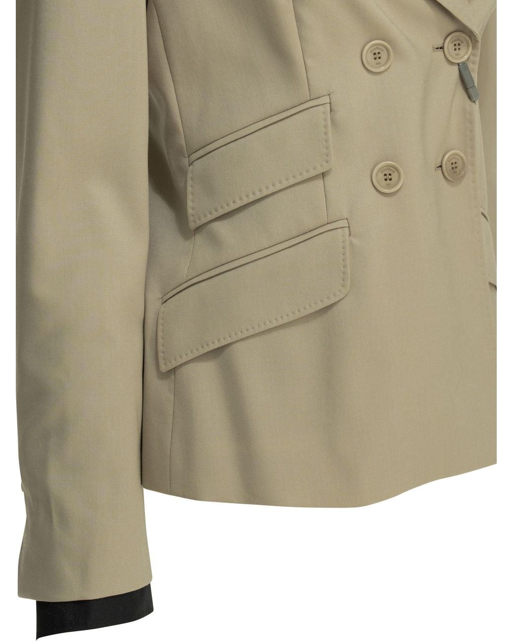Max Mara Green Virgin Wool Mohair Silk Acetate Polyester Double-Breasted Wool Blazer