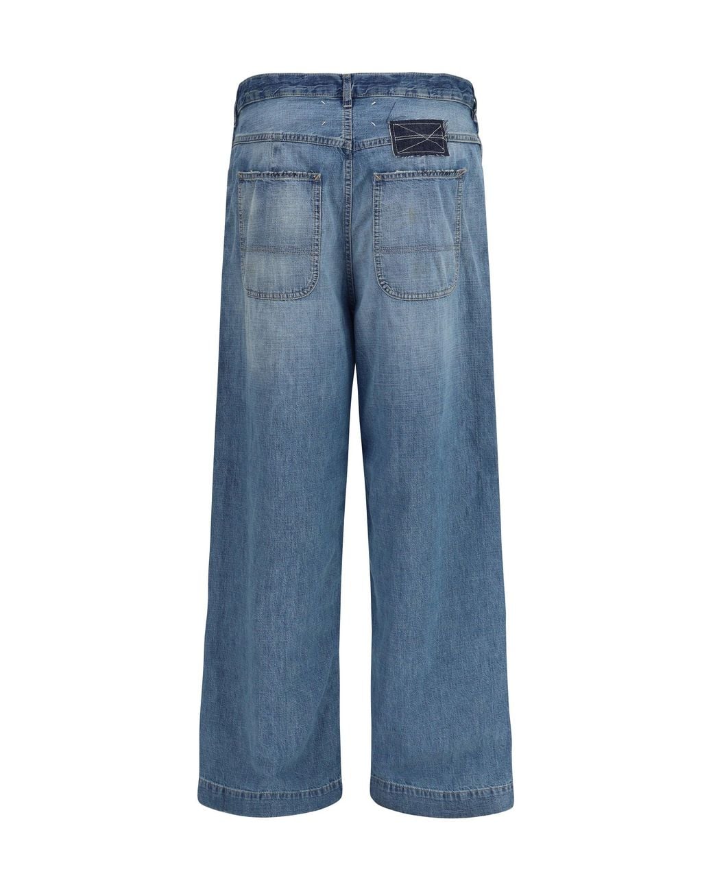 Margiela Blue Patchwork Wide Leg Jeans Medium