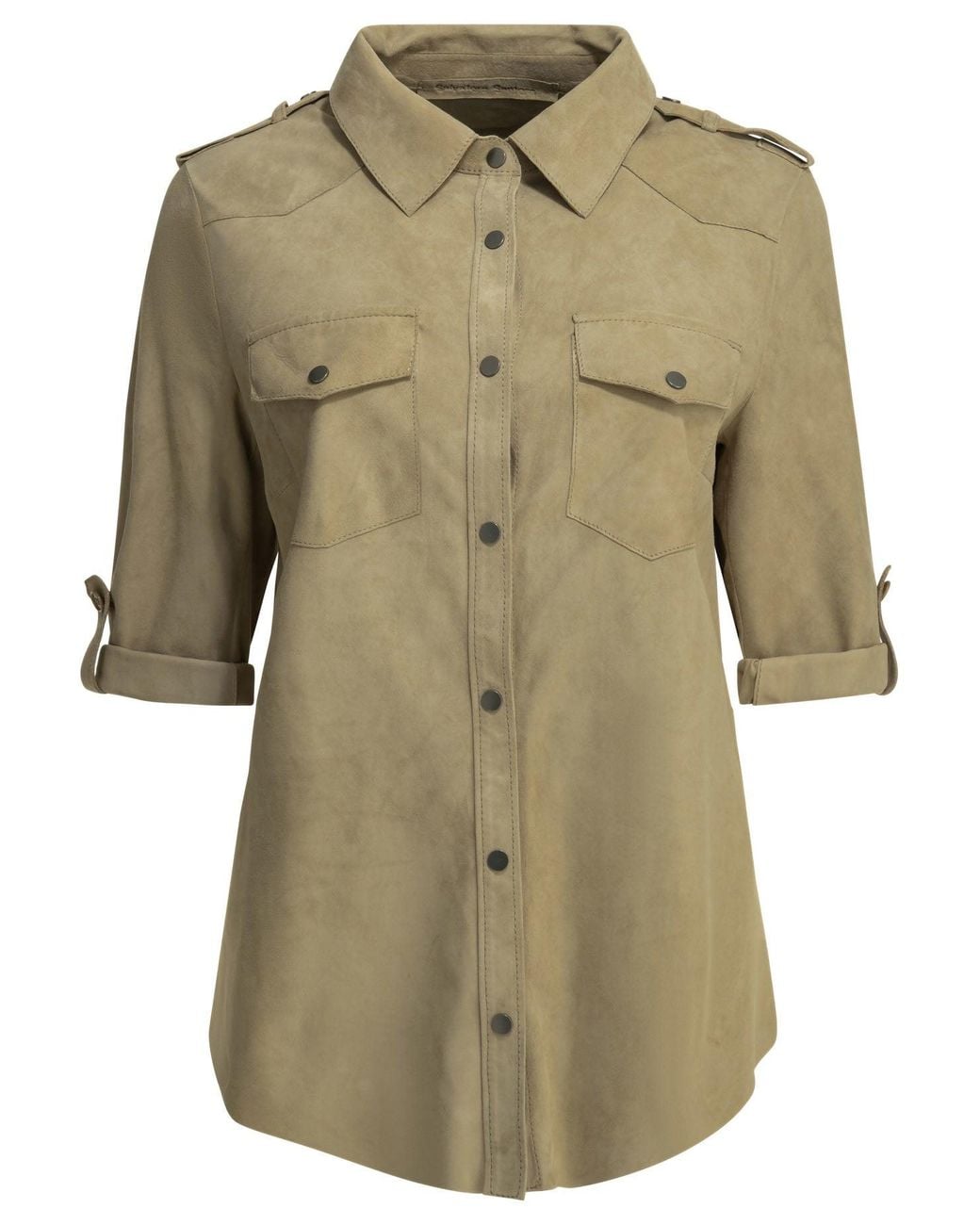 Salvatore Santoro Green Casual Suede Shirt