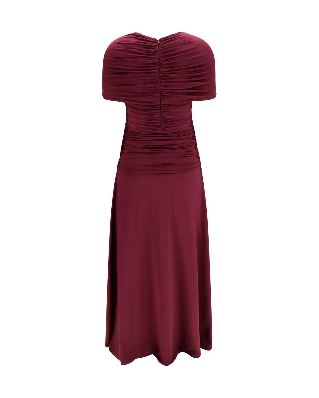 Self-Portrait Red Ruched Midi Dress