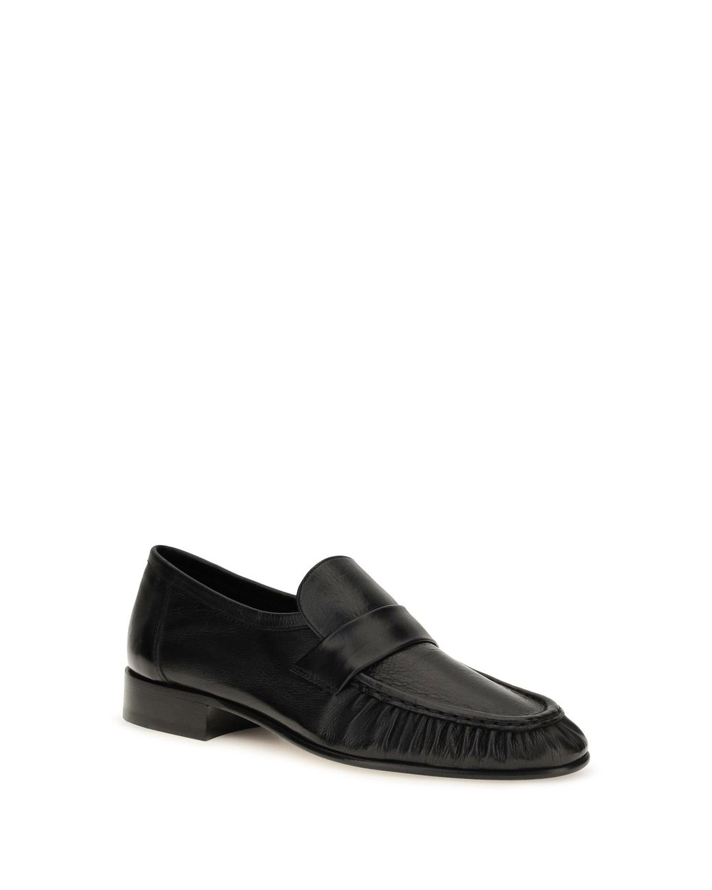 The Row Black Soft Suede Loafers