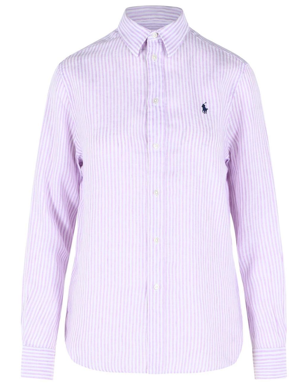 Polo Ralph Lauren Purple Lilac Striped Linen Shirt