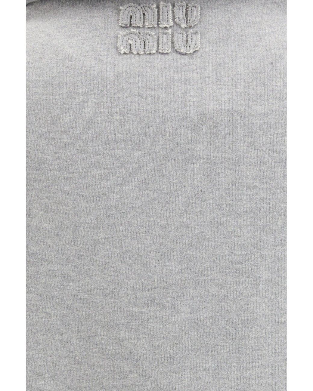 Miu Miu Gray Sweatshirt With Oblique Zip Closure
