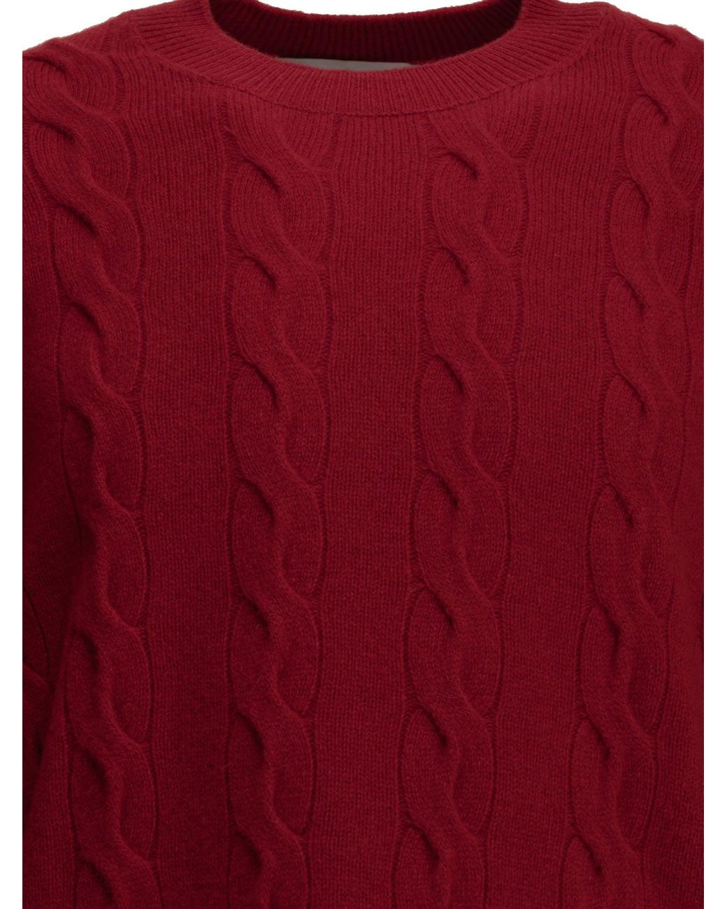 AMI Red Crew-Neck Cable-Knit Sweater for men