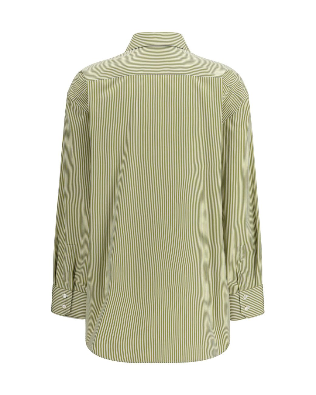 Saint Laurent Green Vertical Striped Button Shirt