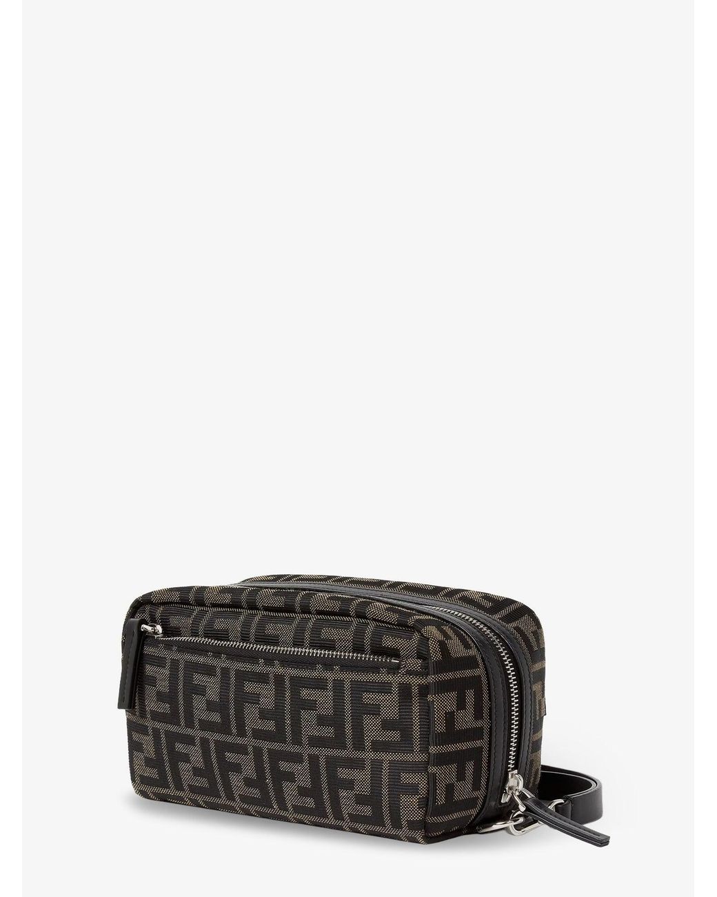 Fendi Black Ff Zucca Jacquard Fabric Clutch Bag for men