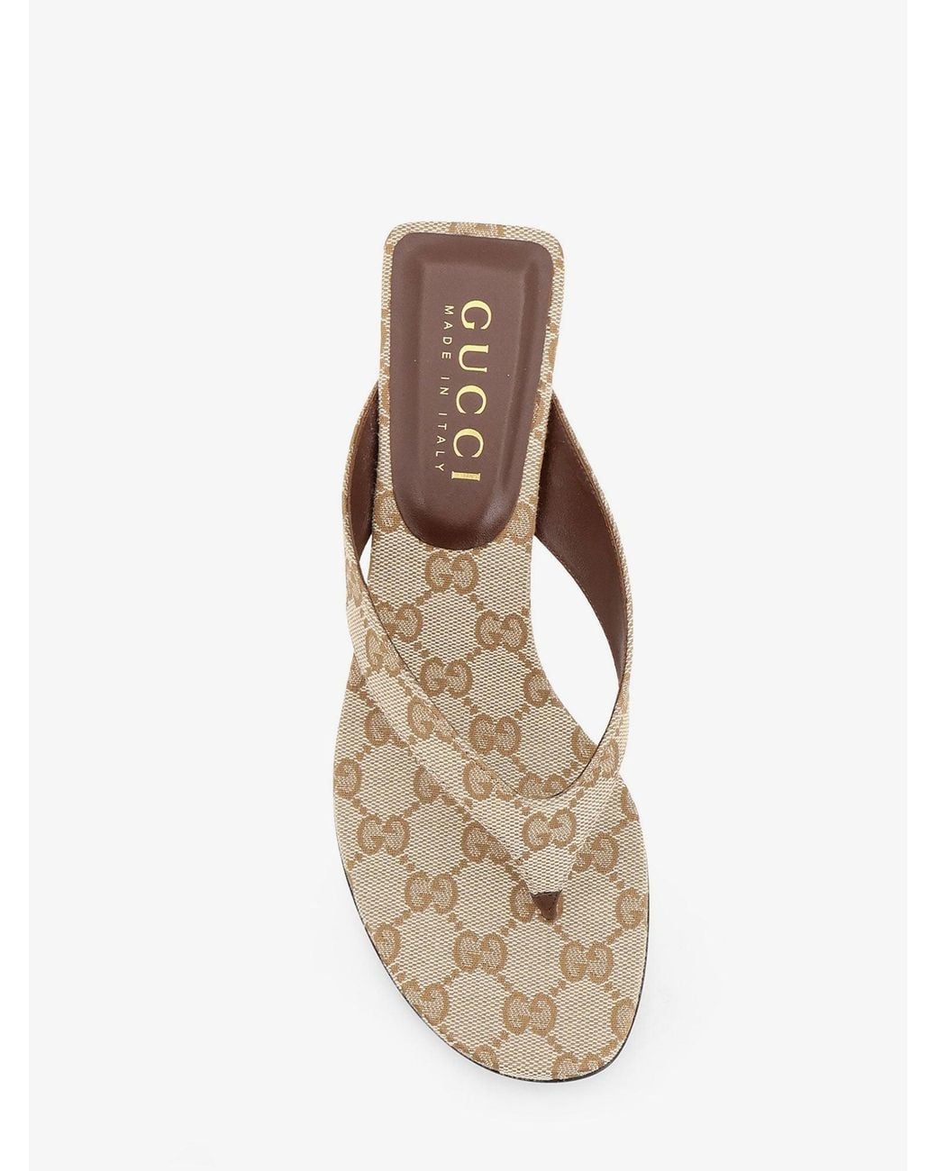 Gucci Natural Vittoria Gg Fabric Flip-Flops Sandals
