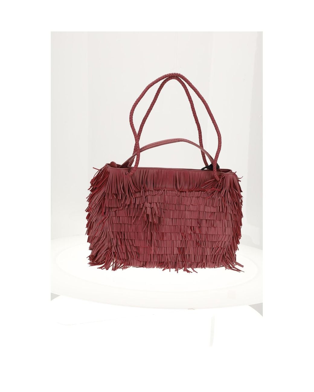 VISONA Red Nappa Shoulder Bag Vino