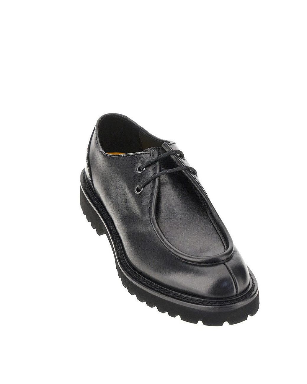 Doucal's Black Leather Laced Derby Shoes for men