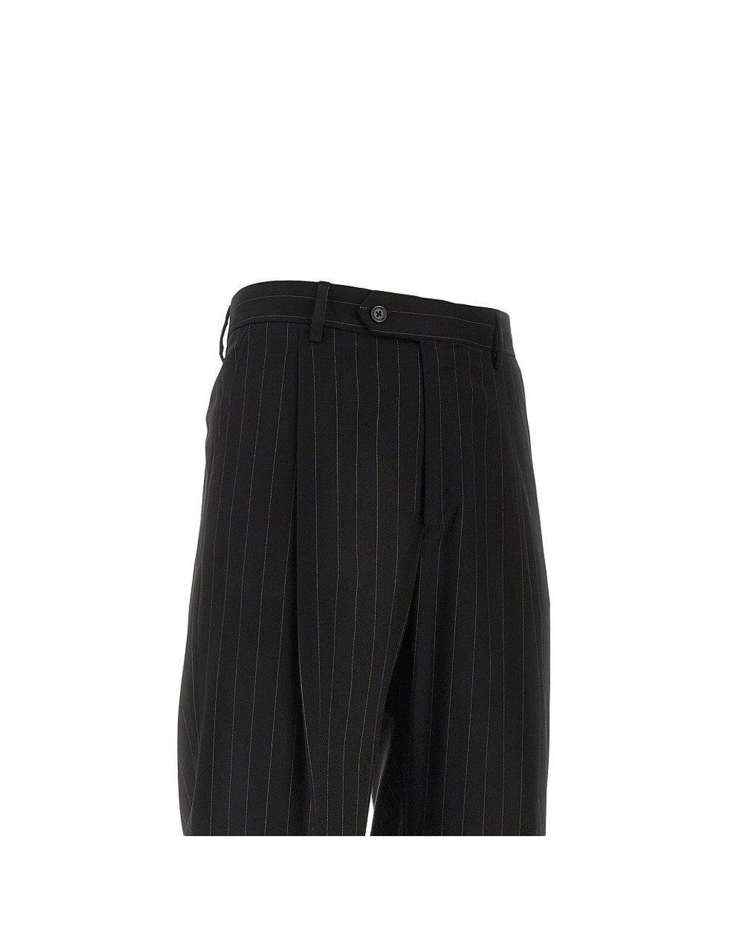 MARSĒM Black Pinstriped Twill Pants With Darts for men