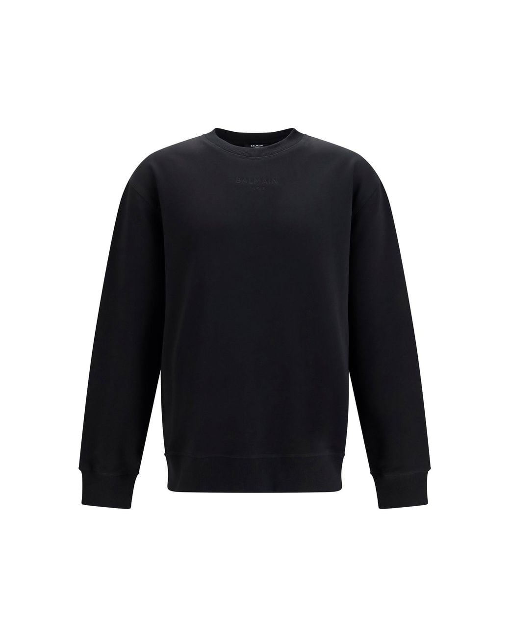 Balmain Blue Embroidered Logo Crewneck Sweatshirt for men