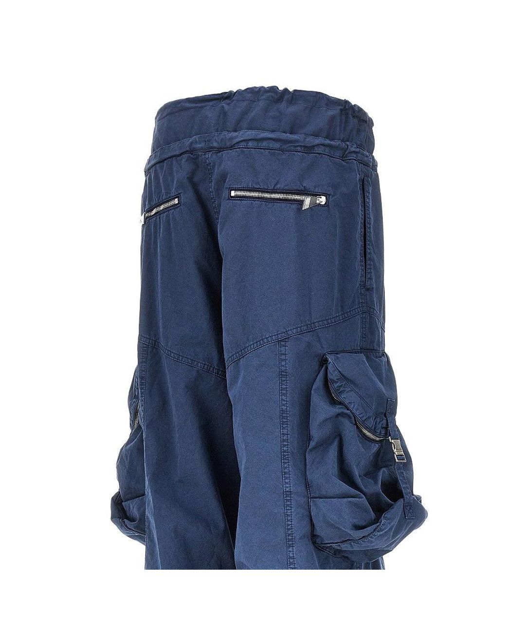 The Attico Blue Washed Cotton Cargo Pants