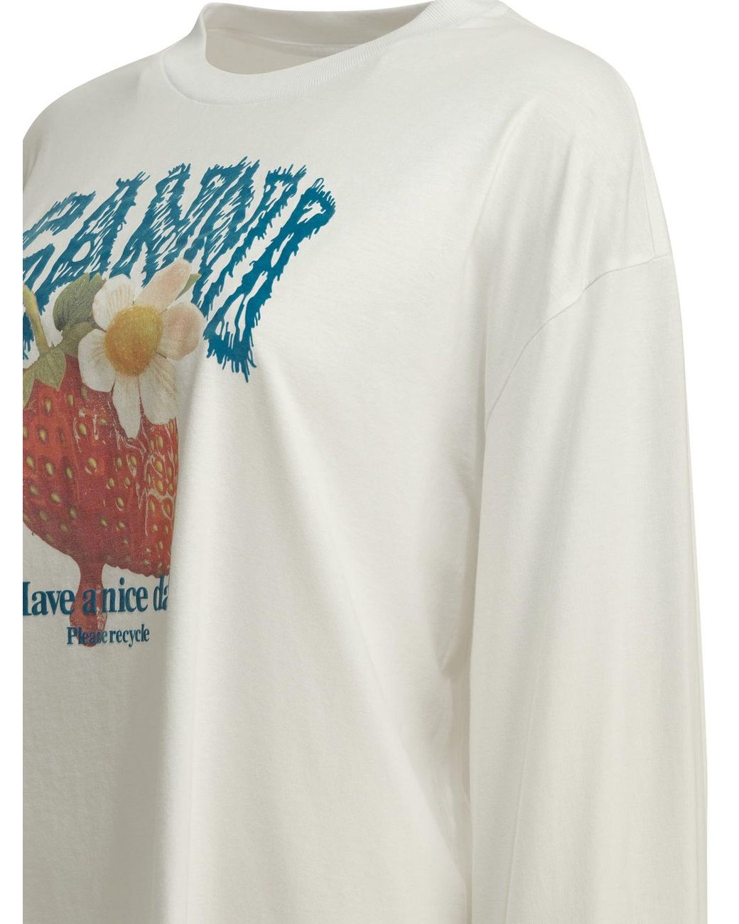 Ganni White "Strawberry" Crew-Neck T-Shirt
