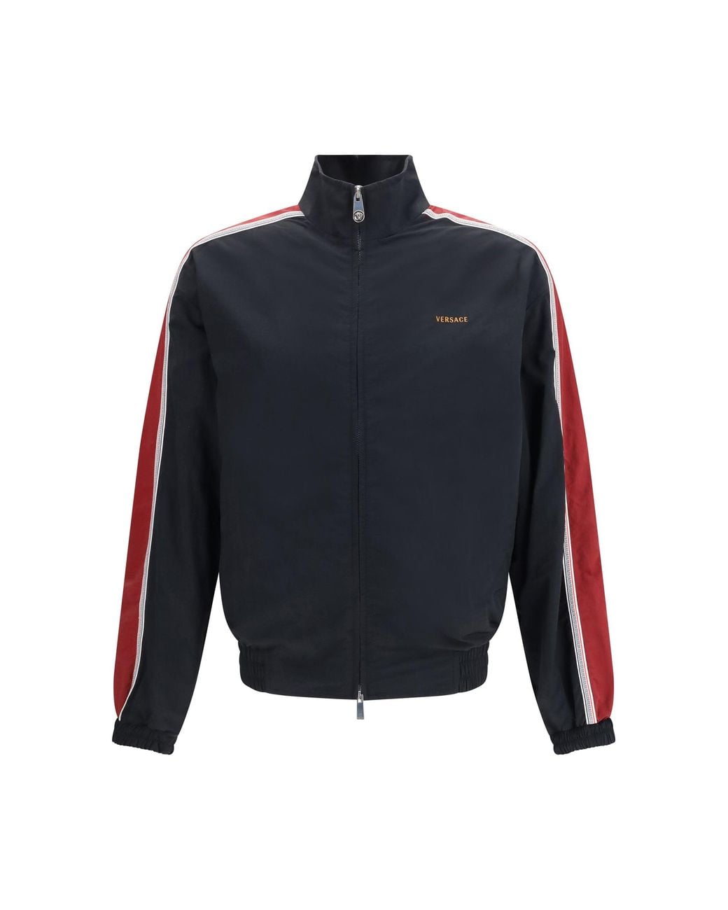 Versace Blue Nylon Blouson Jacket With Embroidered Logo for men