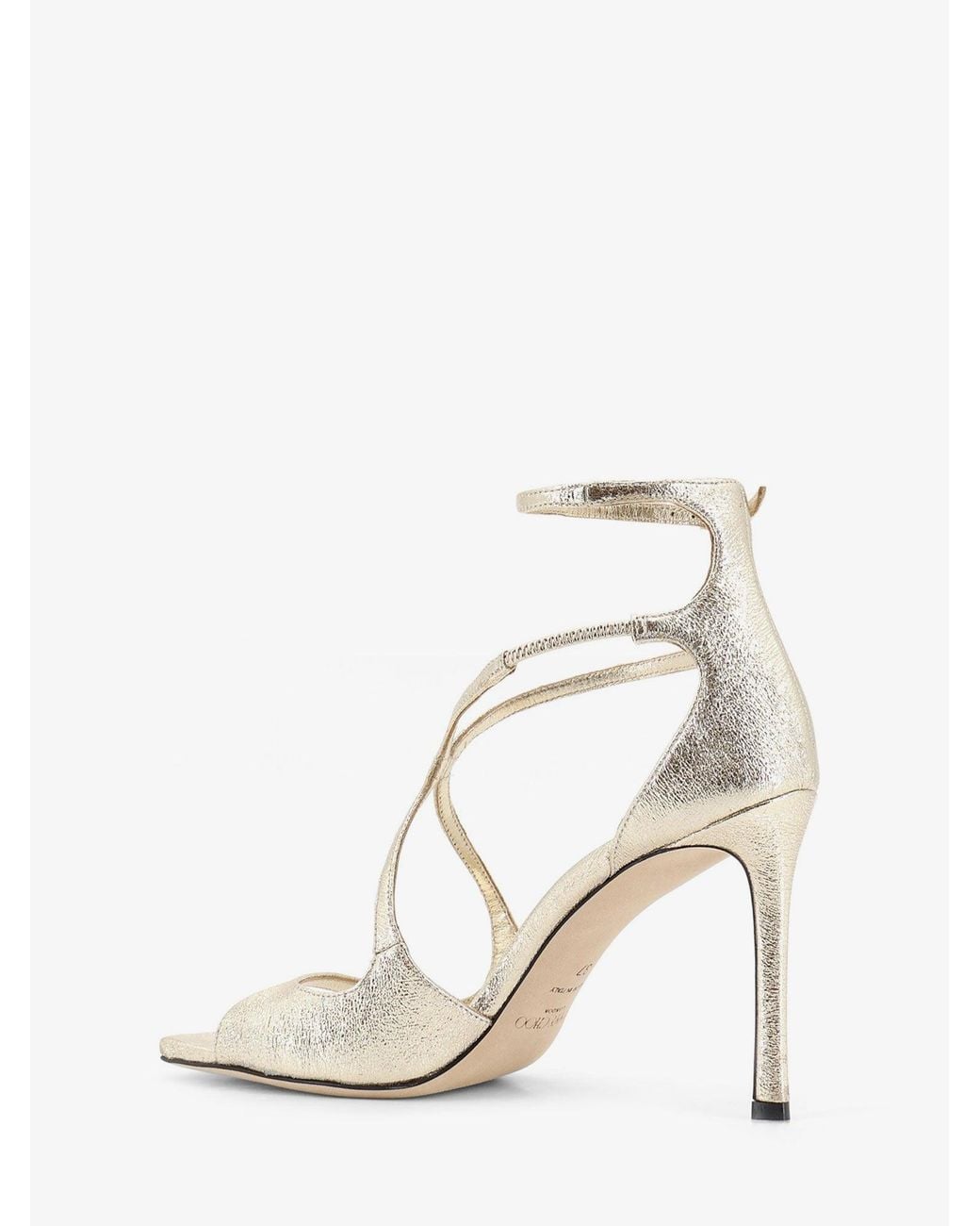 Jimmy Choo White Azia Glittered Leather Sandals