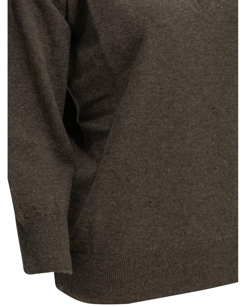 Maison Margiela Gray Lived-In V-Neck Sweater