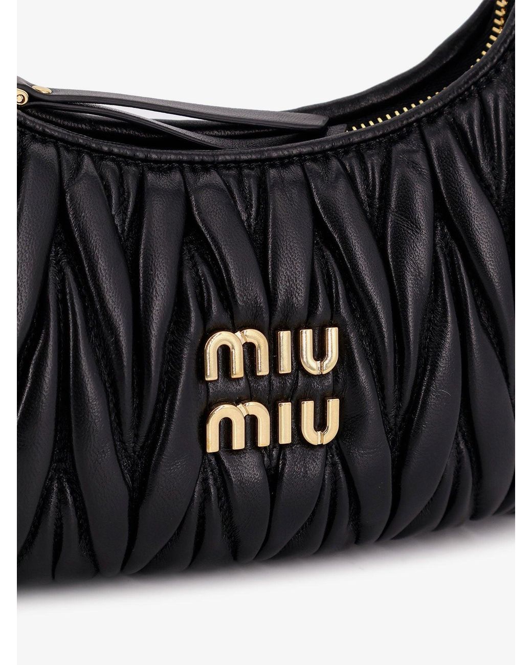 Miu Miu Black Wander Matelassé Leather Shoulder Bag