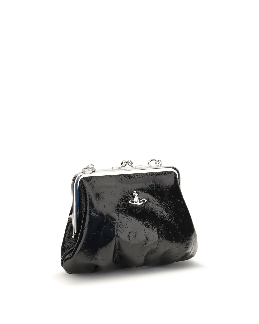 Vivienne Westwood Black Granny Frame Patent Leather Handbag