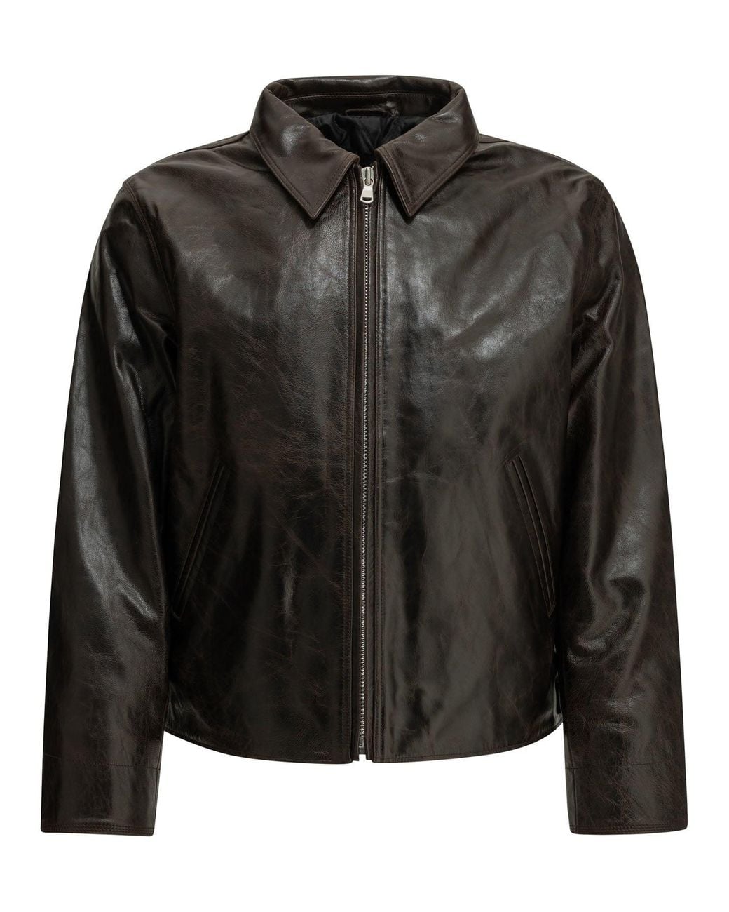 Stussy Black Leather Jacket Dark for men