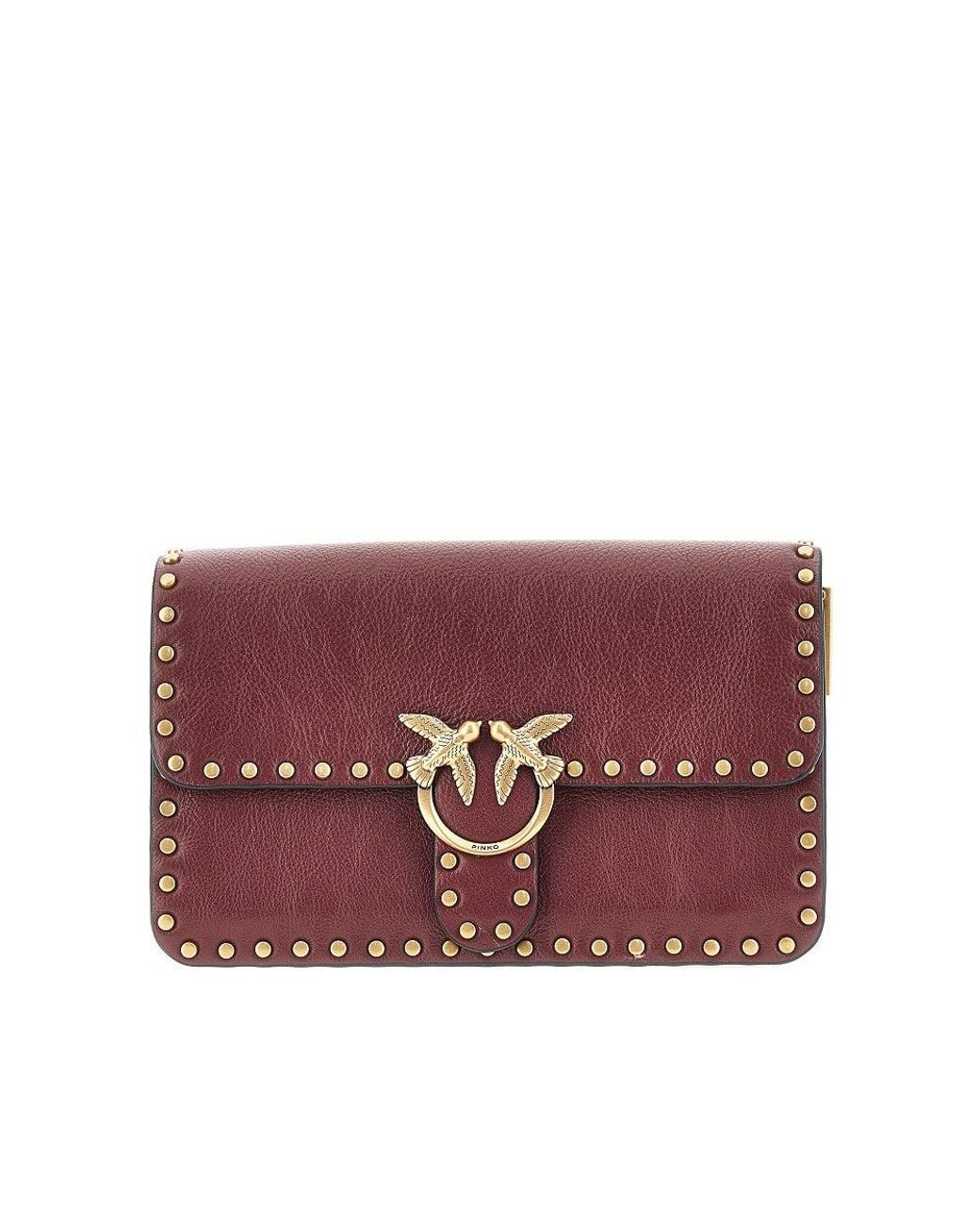 Pinko Purple Small 'Love One Slouchy' Bag With Studs