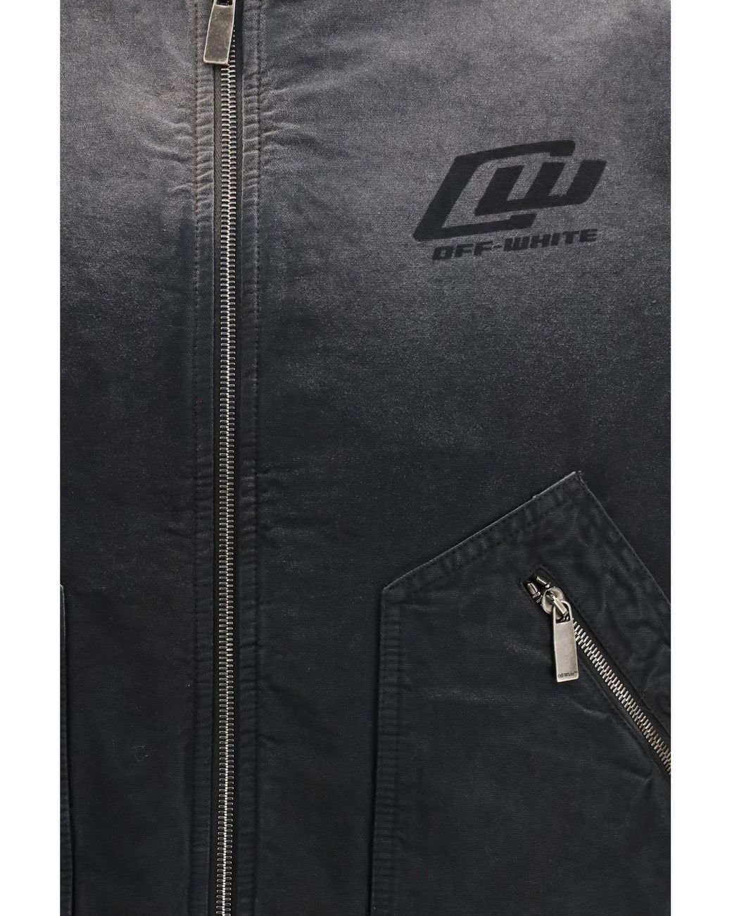 Off-White c/o Virgil Abloh Gray Washed Denim Bomber Jacket for men